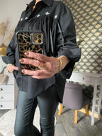 CHEMISE FRANGE NOIRE  TU 38/46