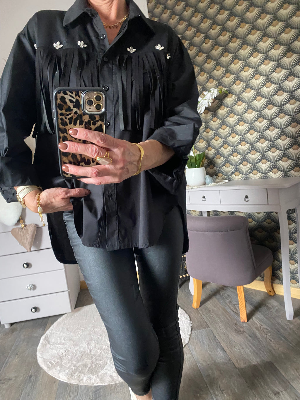 CHEMISE FRANGE NOIRE  TU 38/46