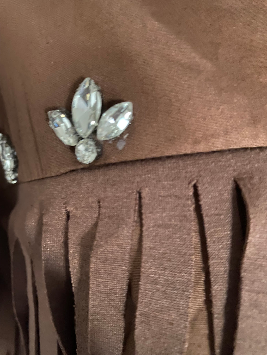 CHEMISE FRANGE MARRON  TU 38/46