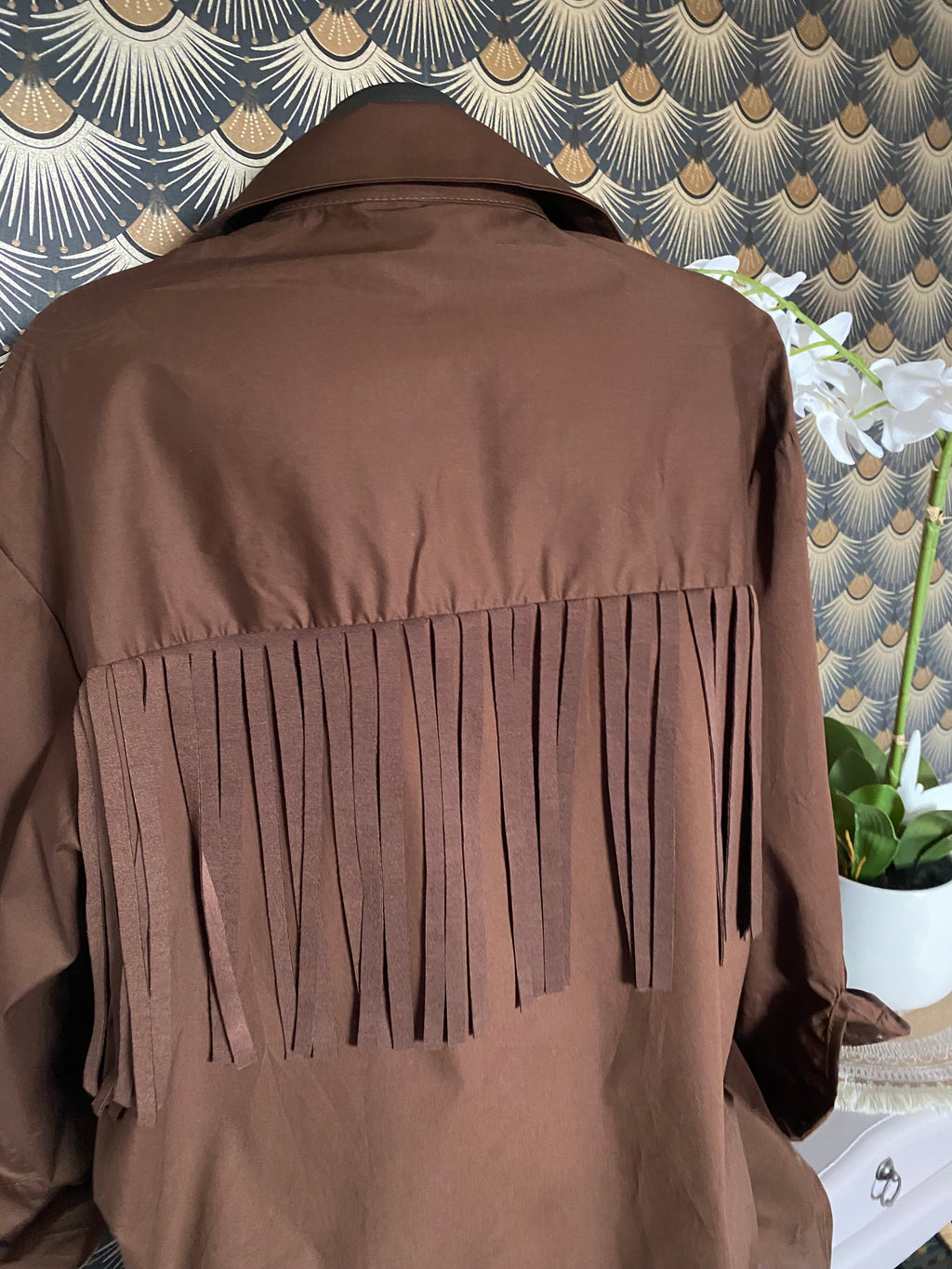 CHEMISE FRANGE MARRON  TU 38/46