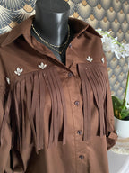 CHEMISE FRANGE MARRON  TU 38/46