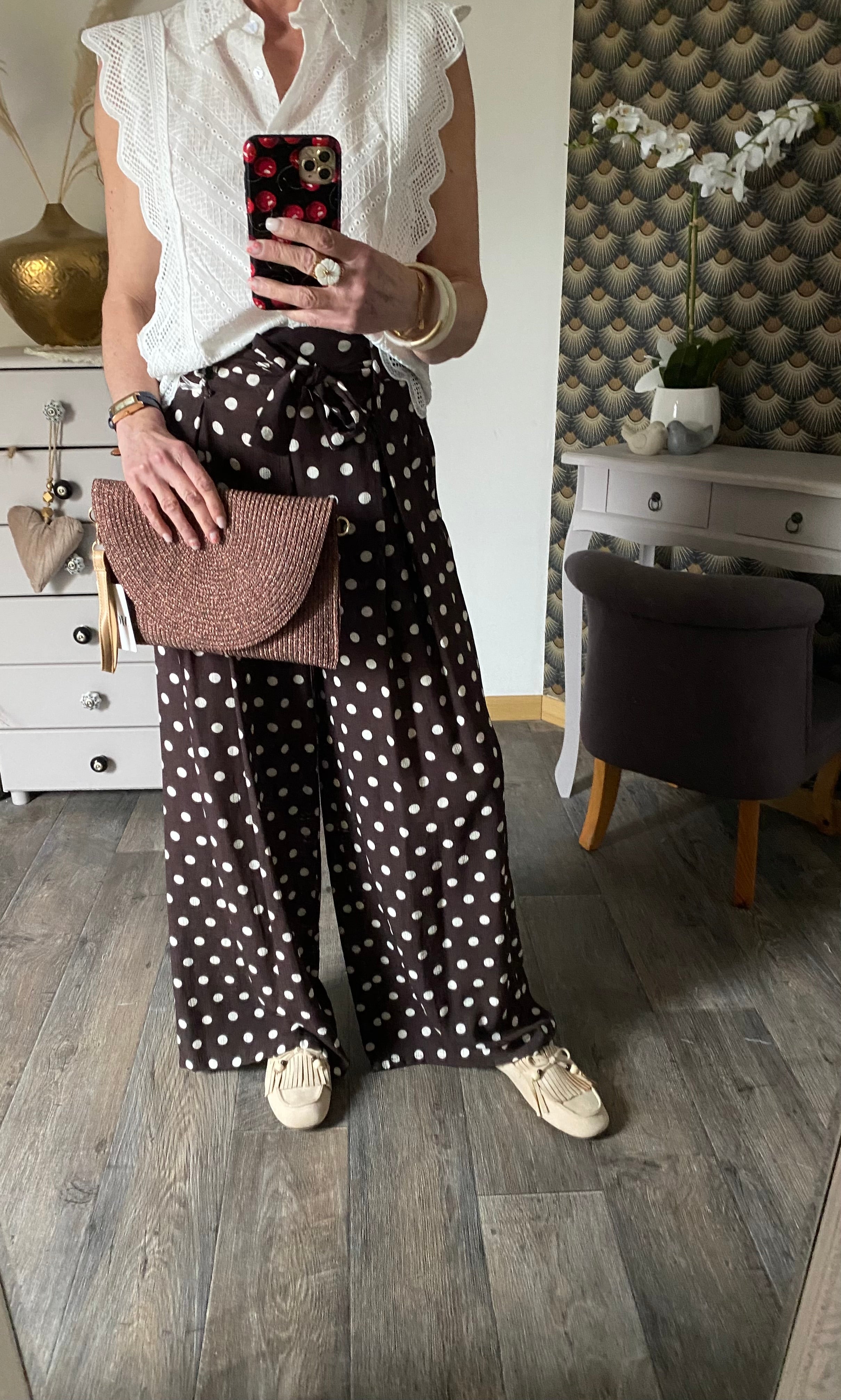 PANTALON KEZY FLUIDE A POIS   TU 34/40