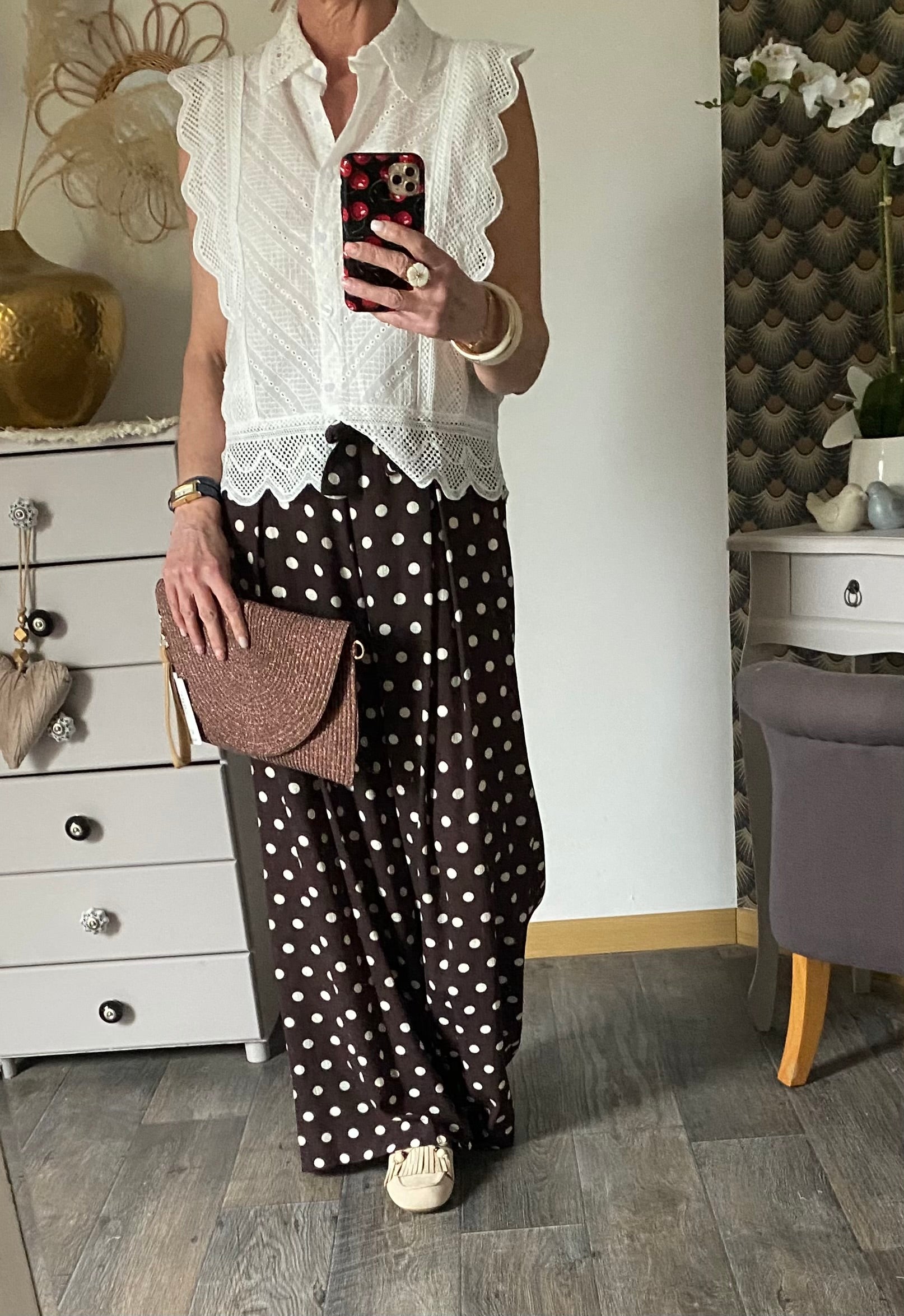 PANTALON KEZY FLUIDE A POIS   TU 34/40