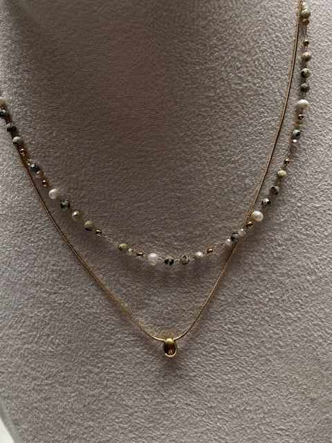 COLLIER DOUBLE RANG DALMA PIERRES NATURELLES