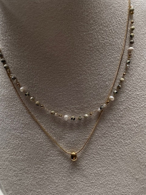 COLLIER DOUBLE RANG DALMA PIERRES NATURELLES