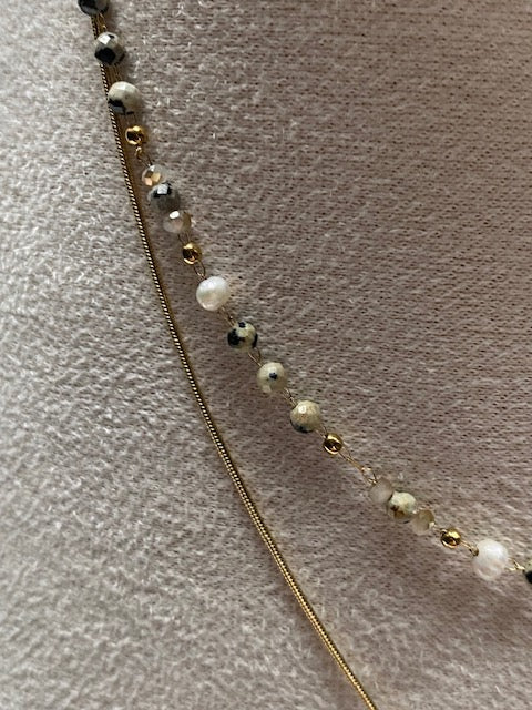 COLLIER DOUBLE RANG DALMA PIERRES NATURELLES