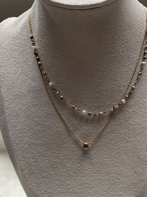 COLLIER DOUBLE RANG DALMA PIERRES NATURELLES