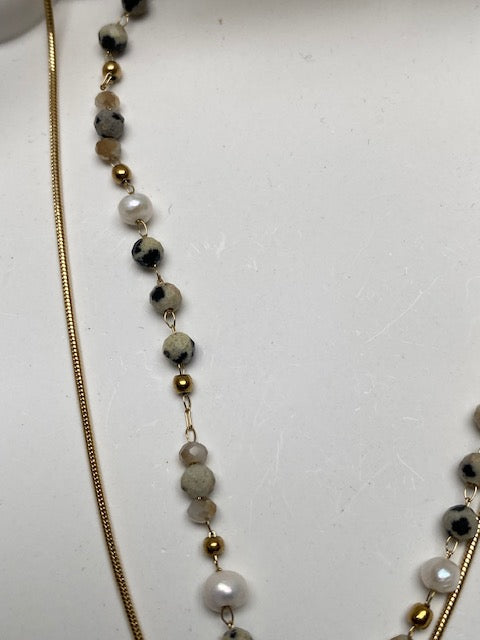 COLLIER DOUBLE RANG DALMA PIERRES NATURELLES