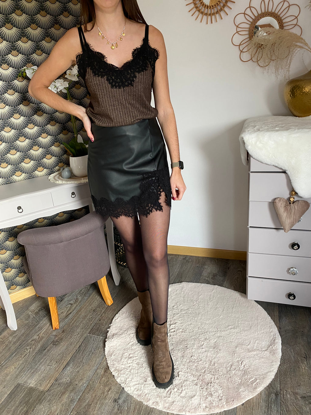 TOP RAYE CARLA TU 34/40  CHOCOLAT OU NOIR