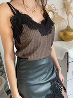 TOP RAYE CARLA TU 34/40  CHOCOLAT OU NOIR