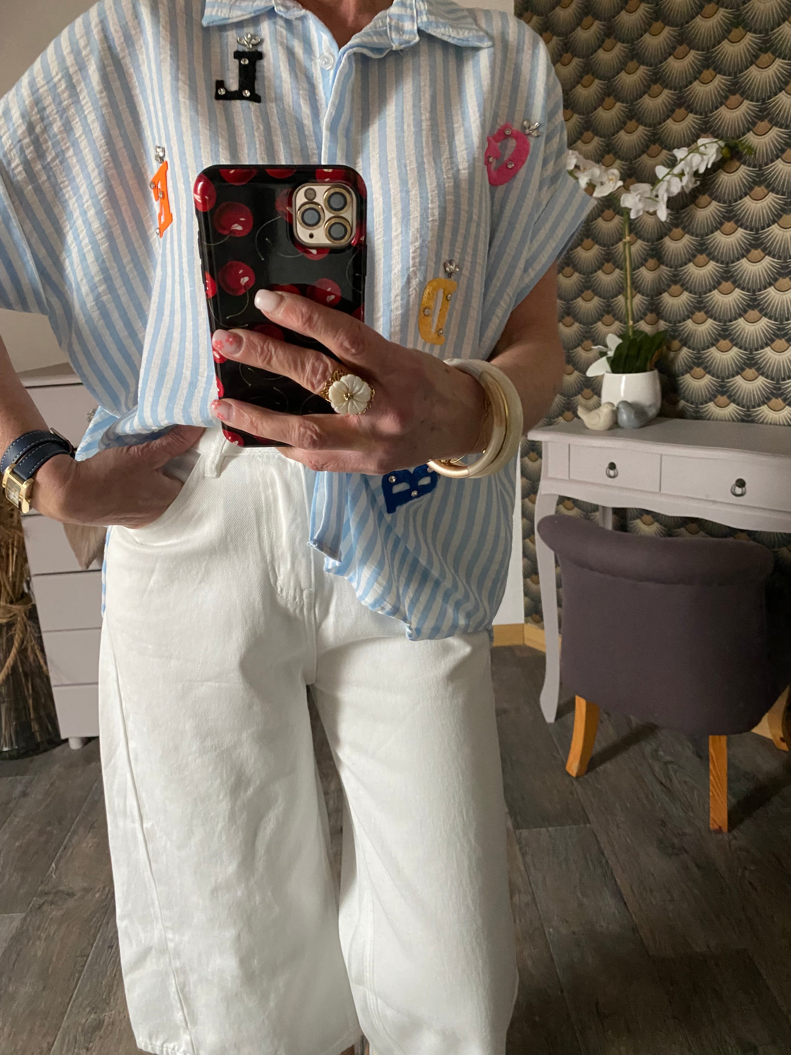 BLOUSE VISCOSE CORINNE BLEU  TU 36/46