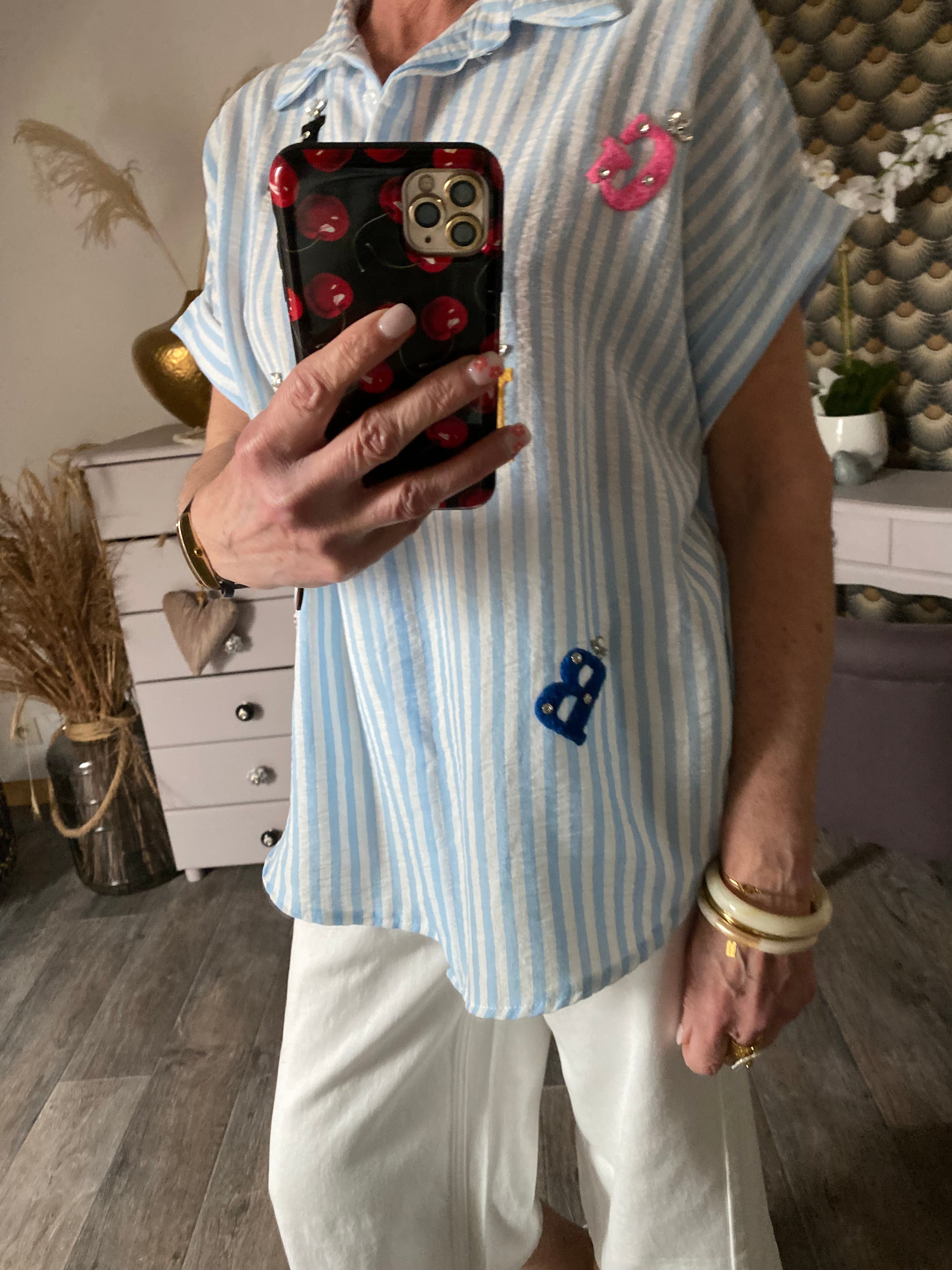 BLOUSE VISCOSE CORINNE BLEU  TU 36/46