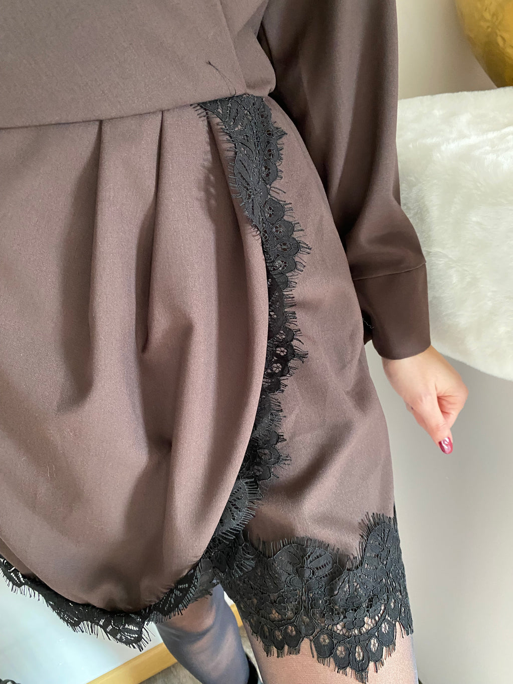 ROBE DENTELLE CHOCO  TU36/42
