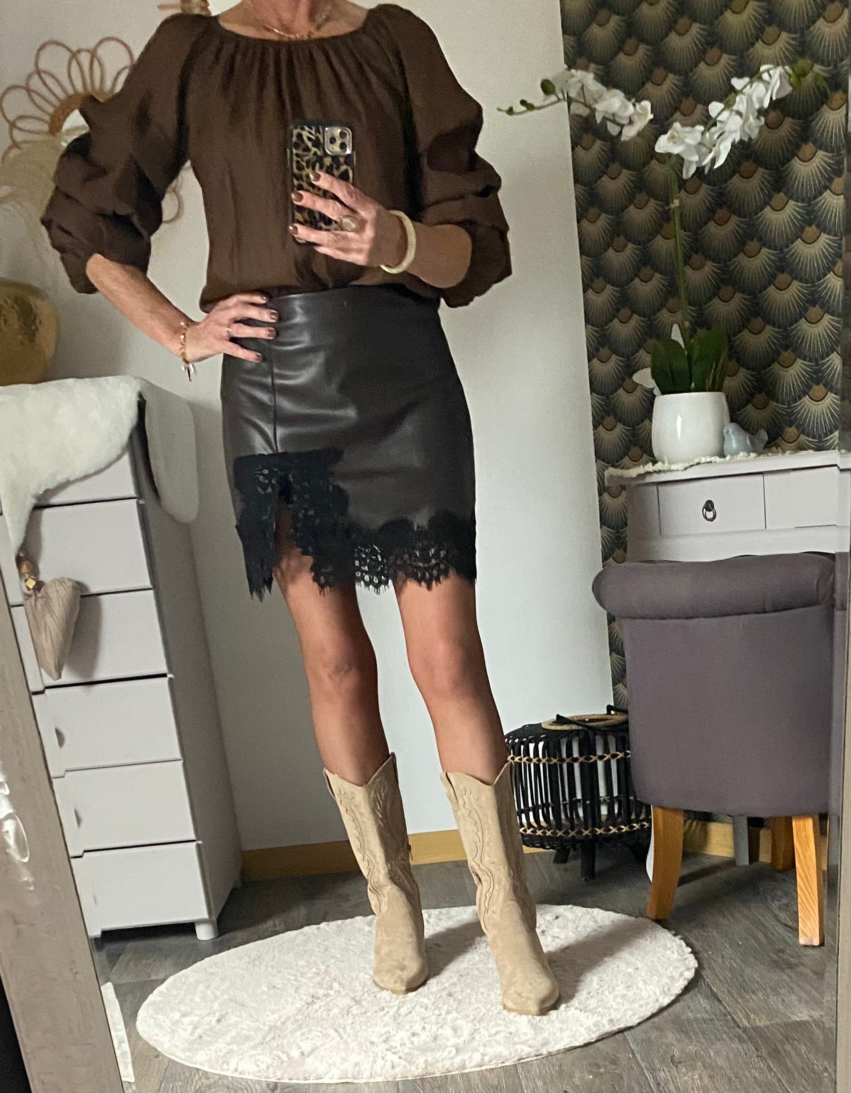 TOP AMY MARRON  TU 34/40 PETIT 42 LYOCEL