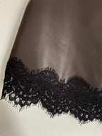 JUPE SHORT SIMILI MARRON   TAILLES:S OU M