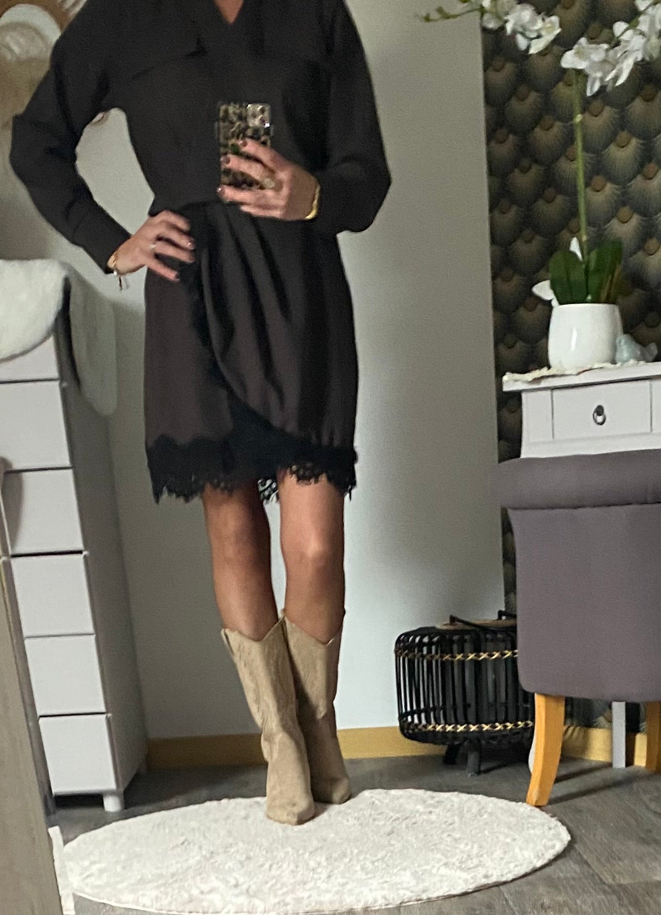 ROBE DENTELLE CHOCO  TU36/42