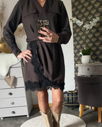 ROBE DENTELLE CHOCO  TU36/42