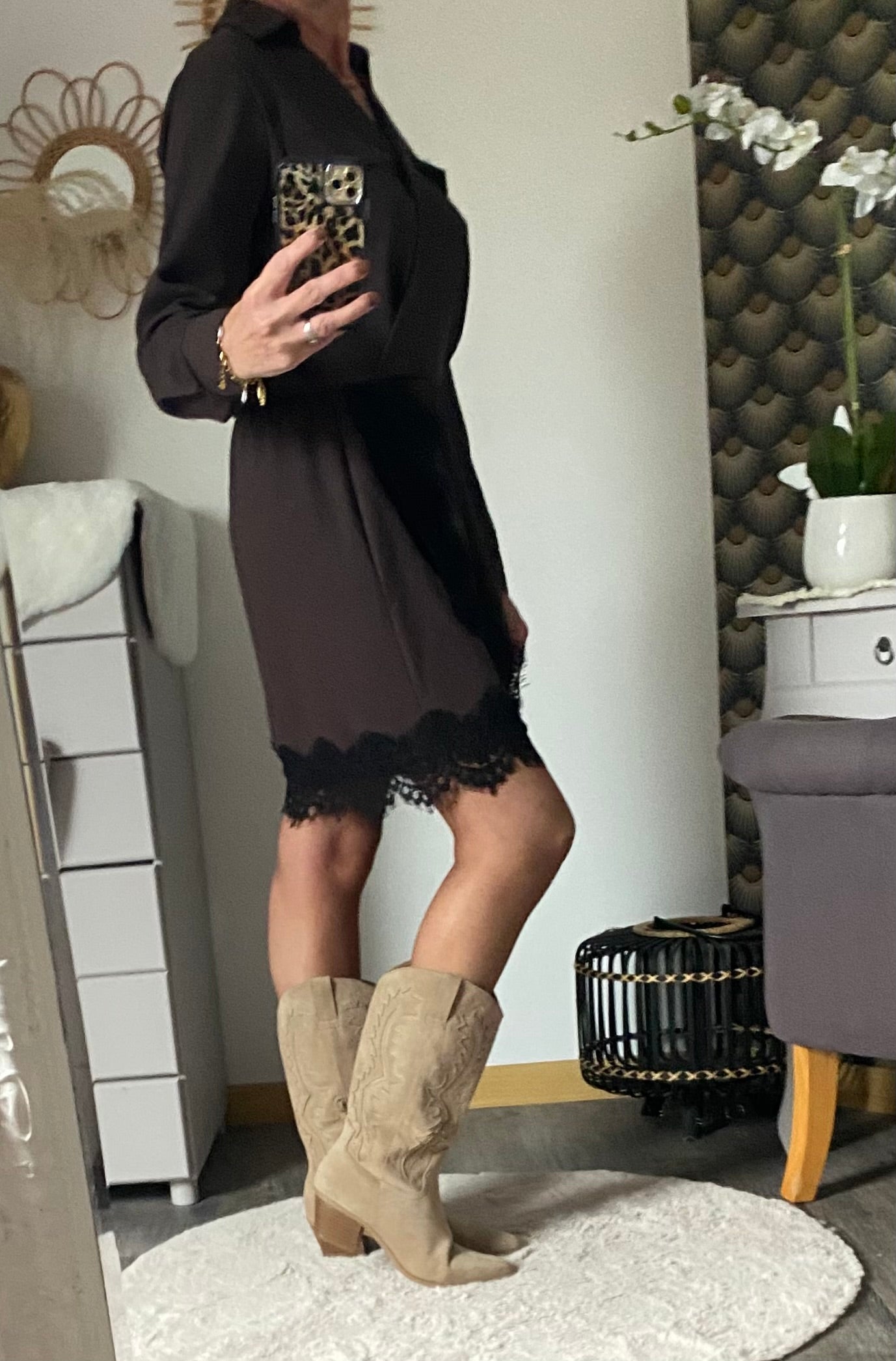 ROBE DENTELLE CHOCO  TU36/42