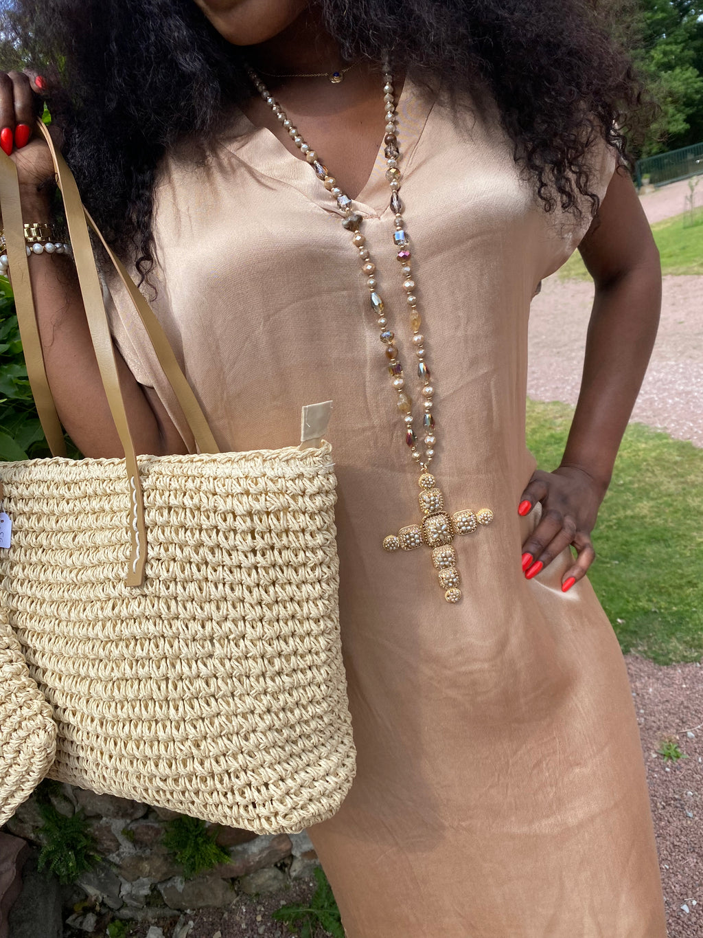 ROBE SOIE  BEIGE  40/44 petit 46