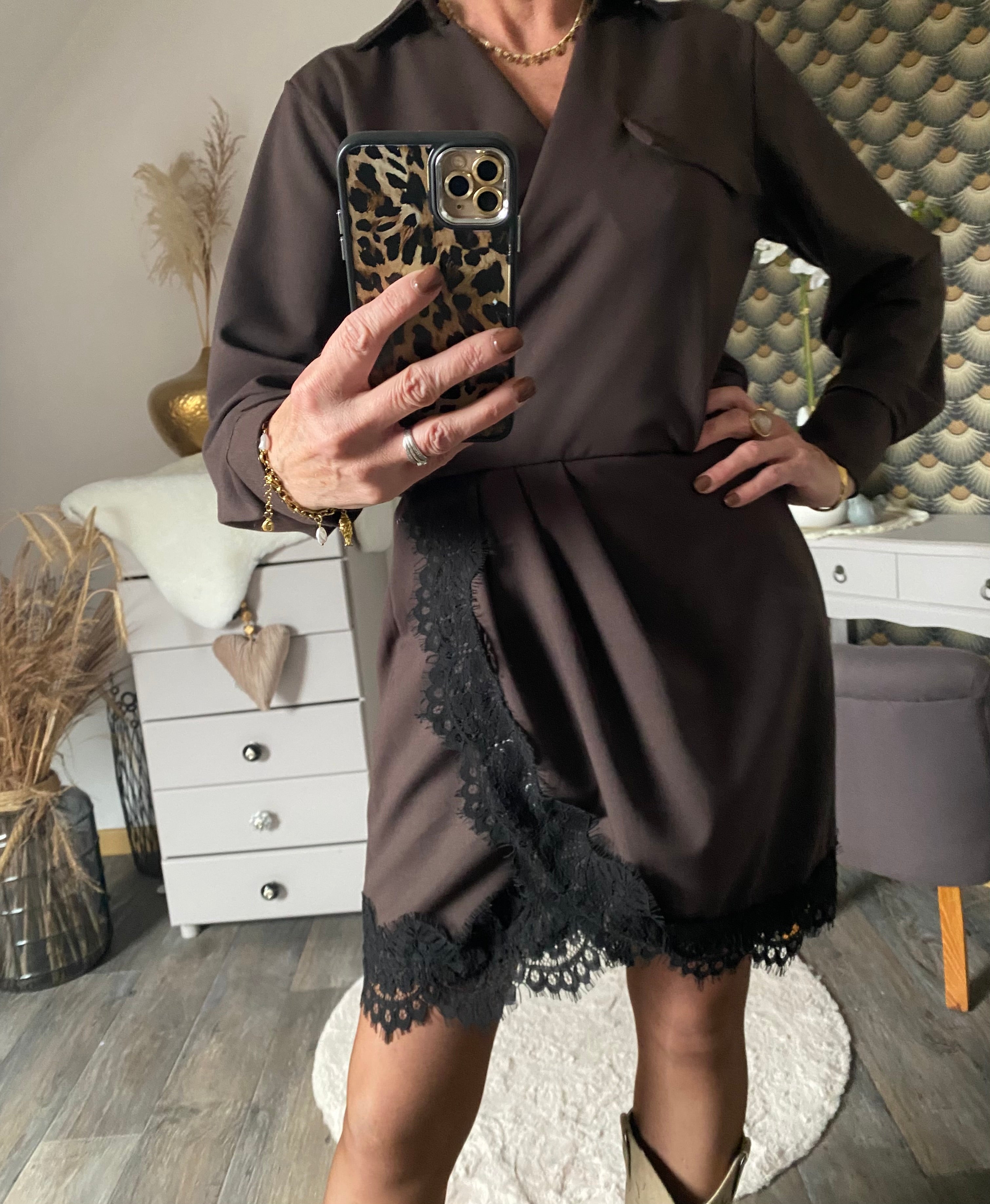 ROBE DENTELLE CHOCO  TU36/42