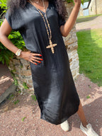 ROBE SOIE  NOIRE 40/44 petit 46