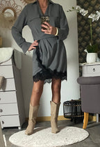 ROBE DENTELLE GRISE TU36/42