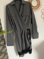 ROBE DENTELLE GRISE TU36/42