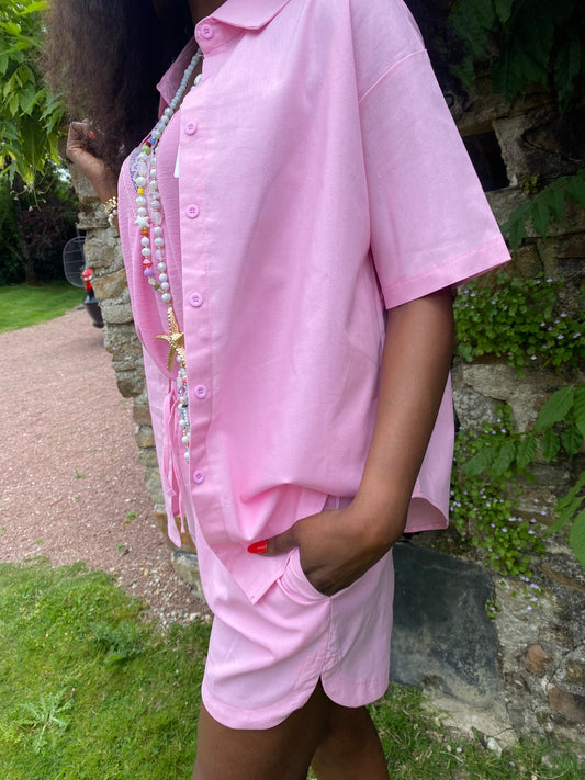 VESTE CHEMISE ROSE  COLLECTION DOLCE VITA  S/M  OU L/XL