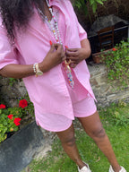 VESTE CHEMISE ROSE  COLLECTION DOLCE VITA  S/M  OU L/XL