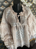 BLOUSE EN TENCEL  FLUIDE BANDANA BEIGE TU36/46
