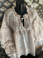 BLOUSE EN TENCEL  FLUIDE BANDANA BEIGE TU36/46