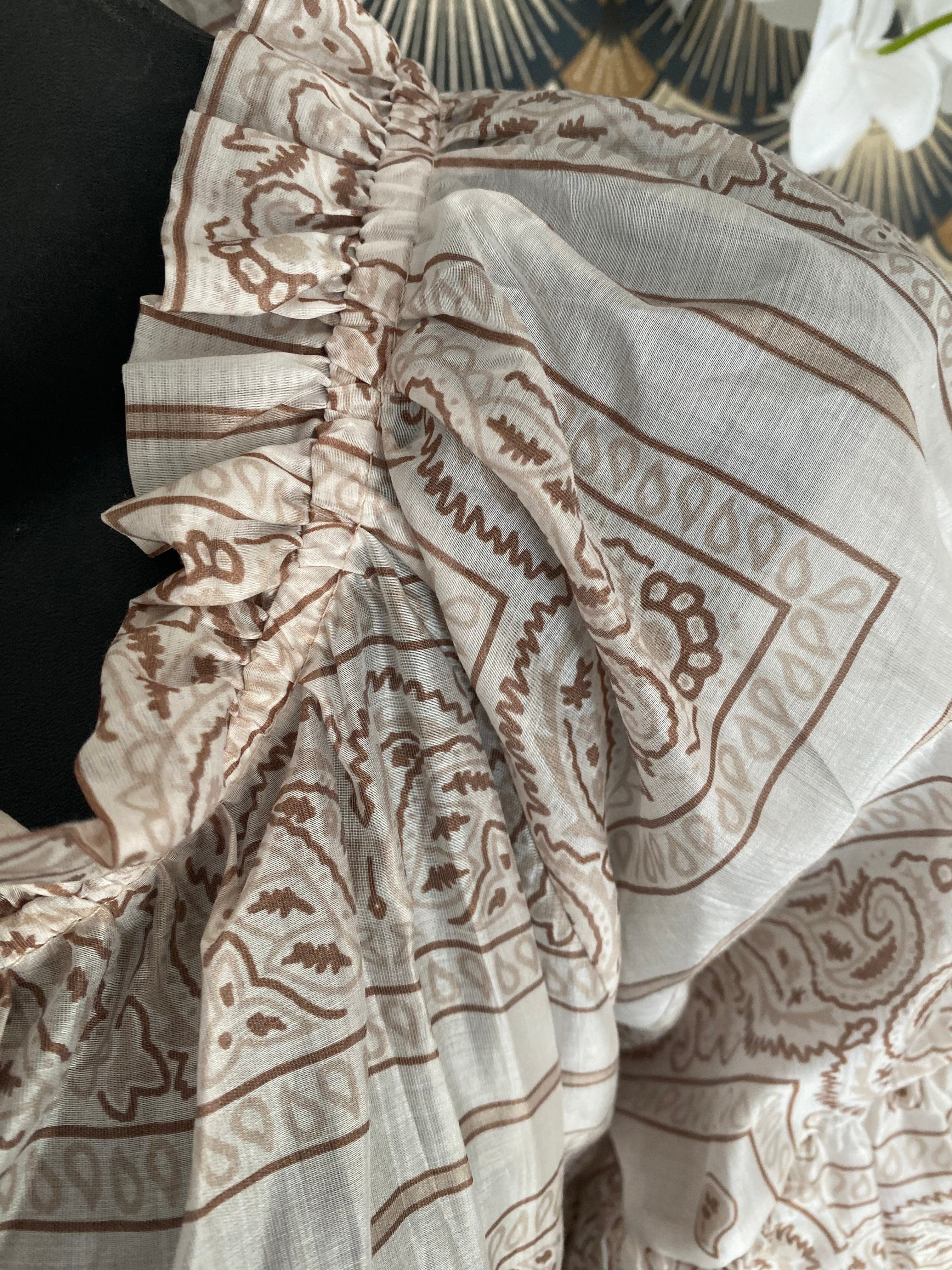 BLOUSE EN TENCEL  FLUIDE BANDANA BEIGE TU36/46