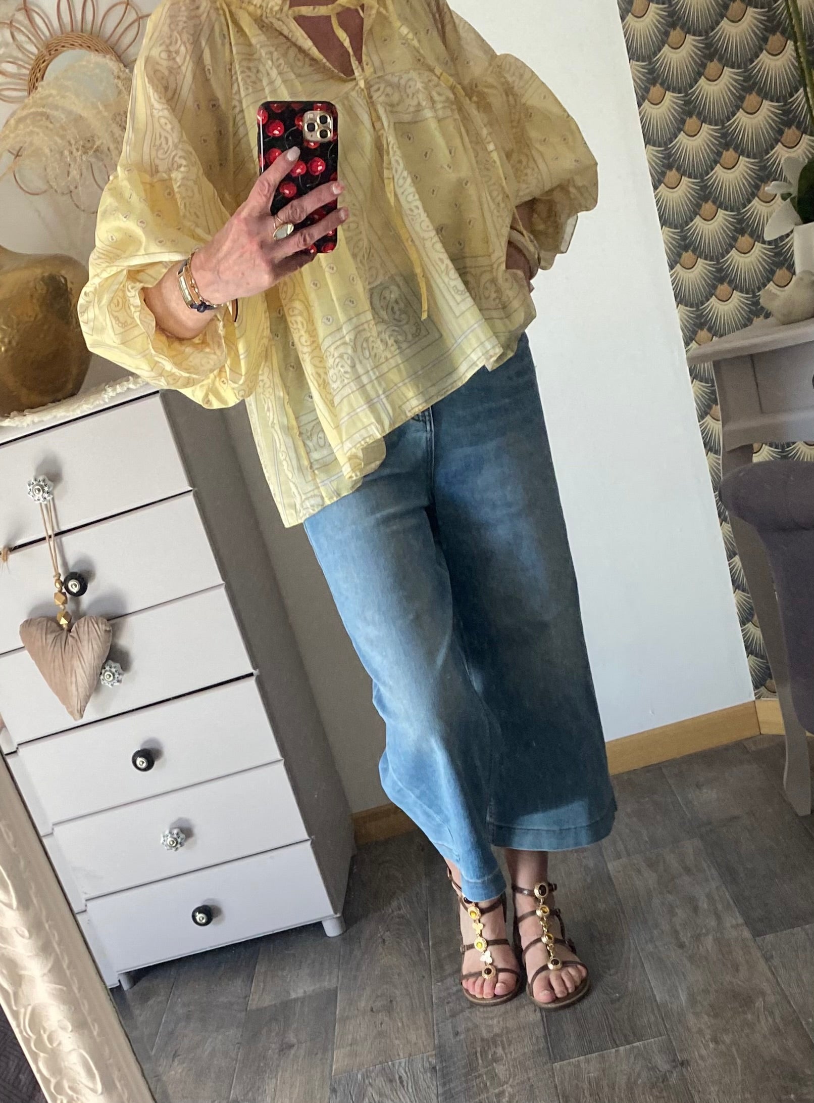 BLOUSE EN TENCEL  FLUIDE BANDANA JAUNE  TU36/46