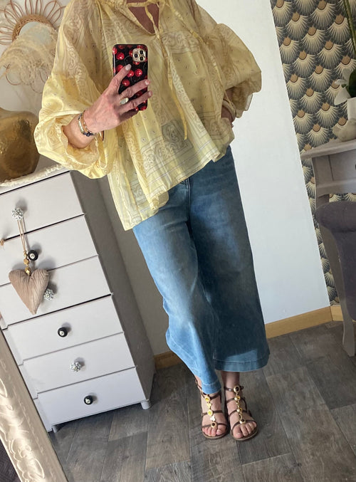 BLOUSE EN TENCEL  FLUIDE BANDANA JAUNE  TU36/46