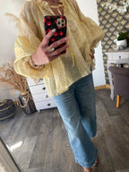 BLOUSE EN TENCEL  FLUIDE BANDANA JAUNE  TU36/46