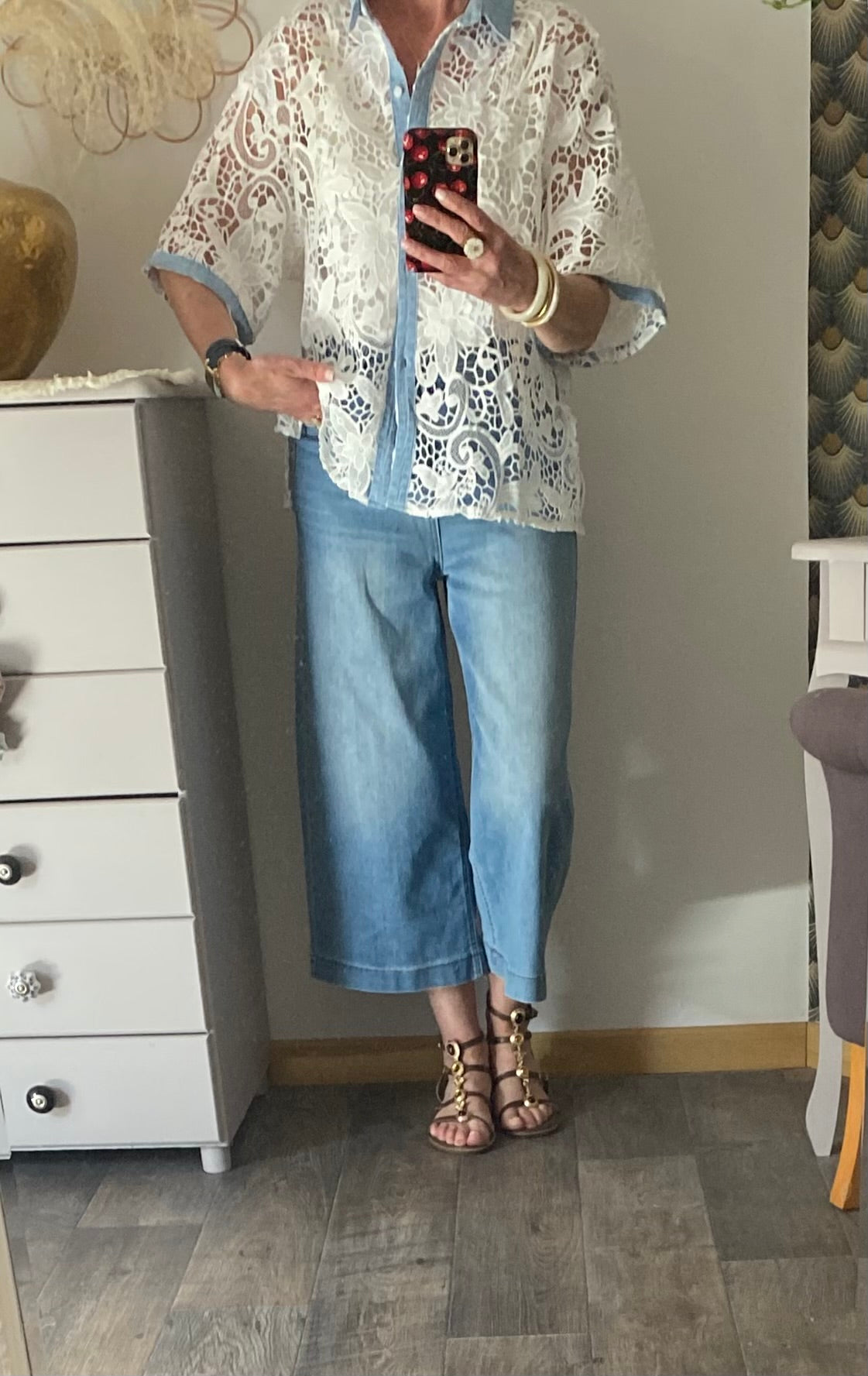 CHEMISE CROCHET ET JEAN  TAILLE S/M