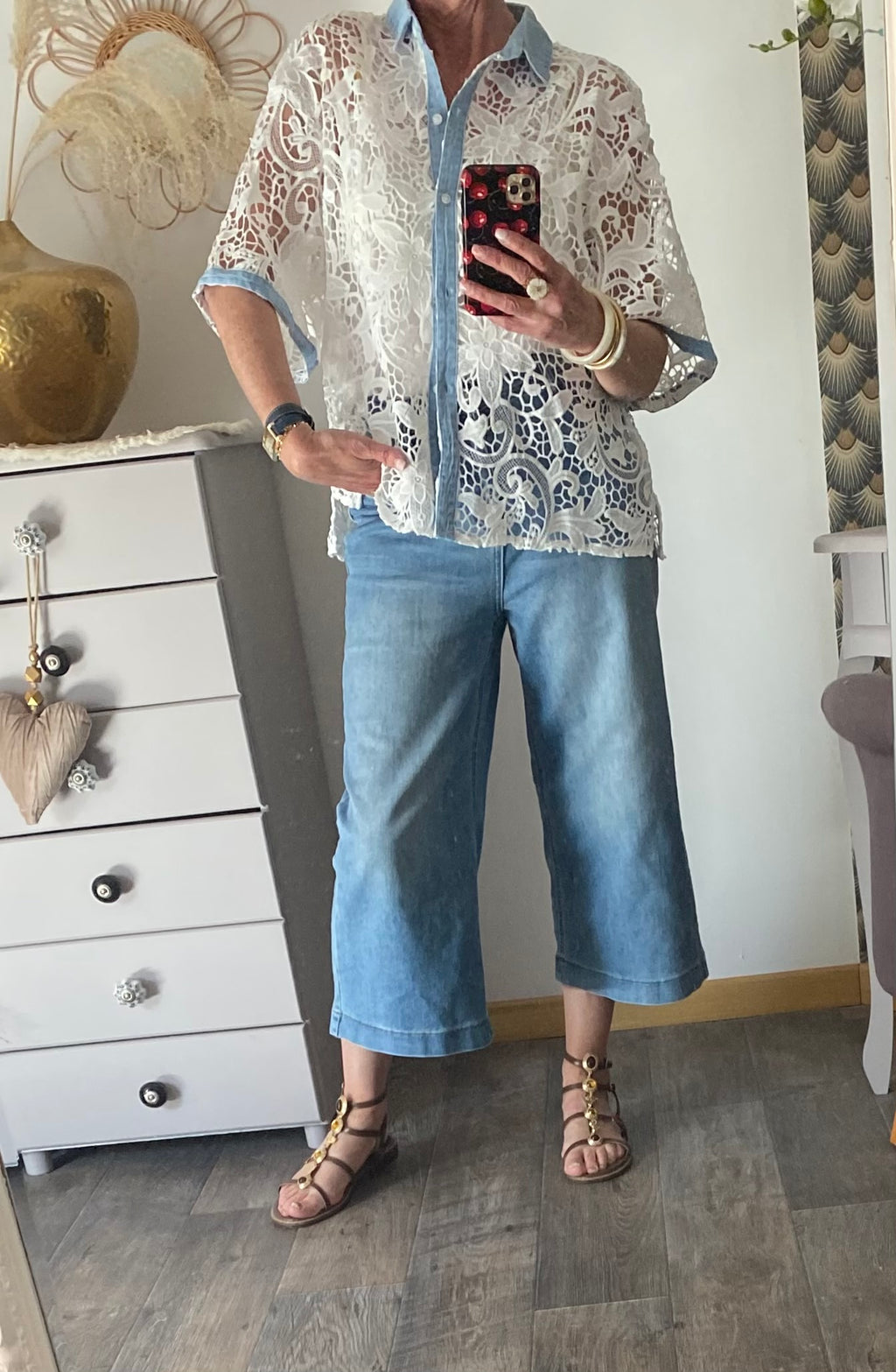 CHEMISE CROCHET ET JEAN  TAILLE S/M