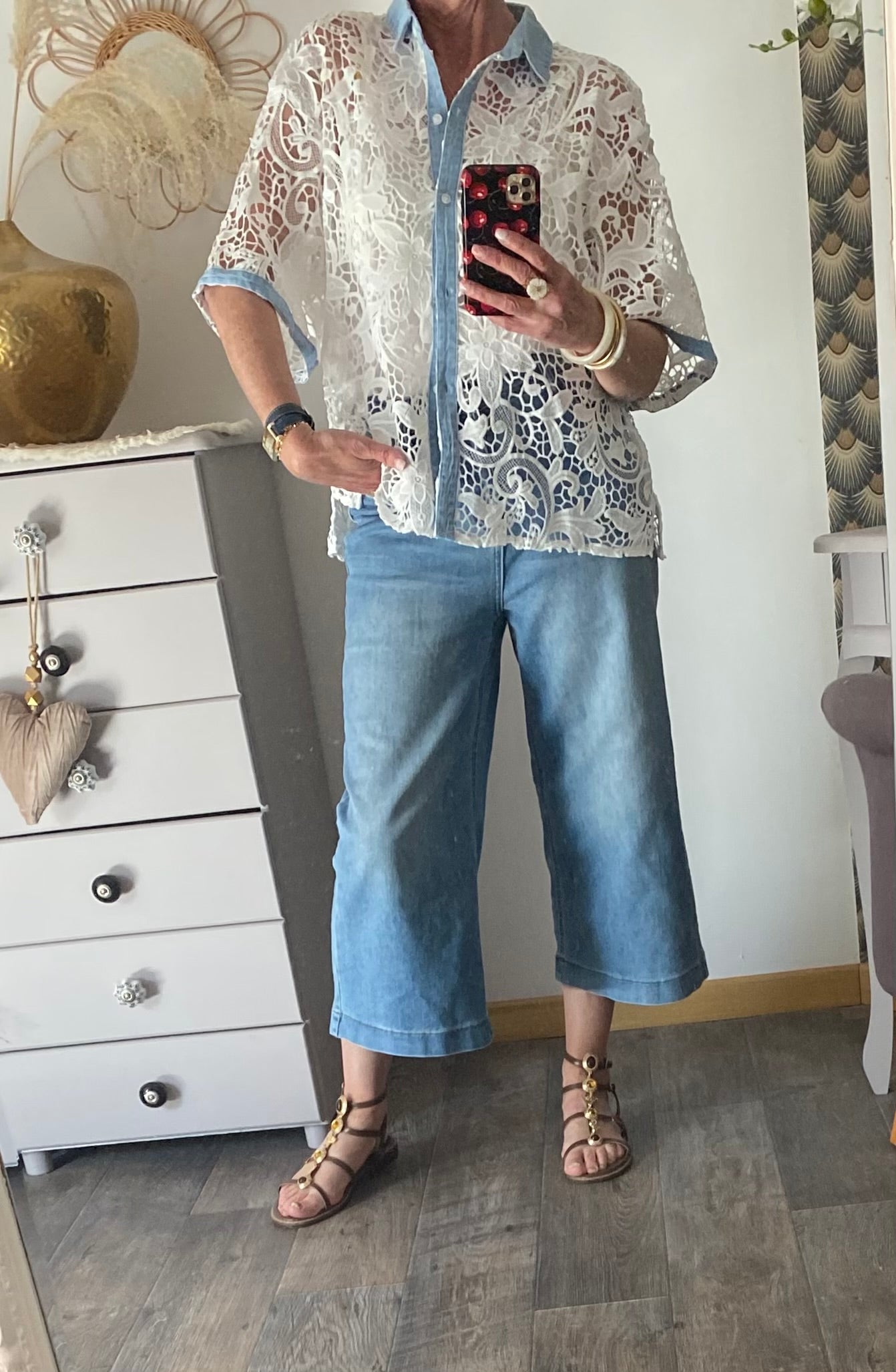 CHEMISE CROCHET ET JEAN  TAILLE S/M