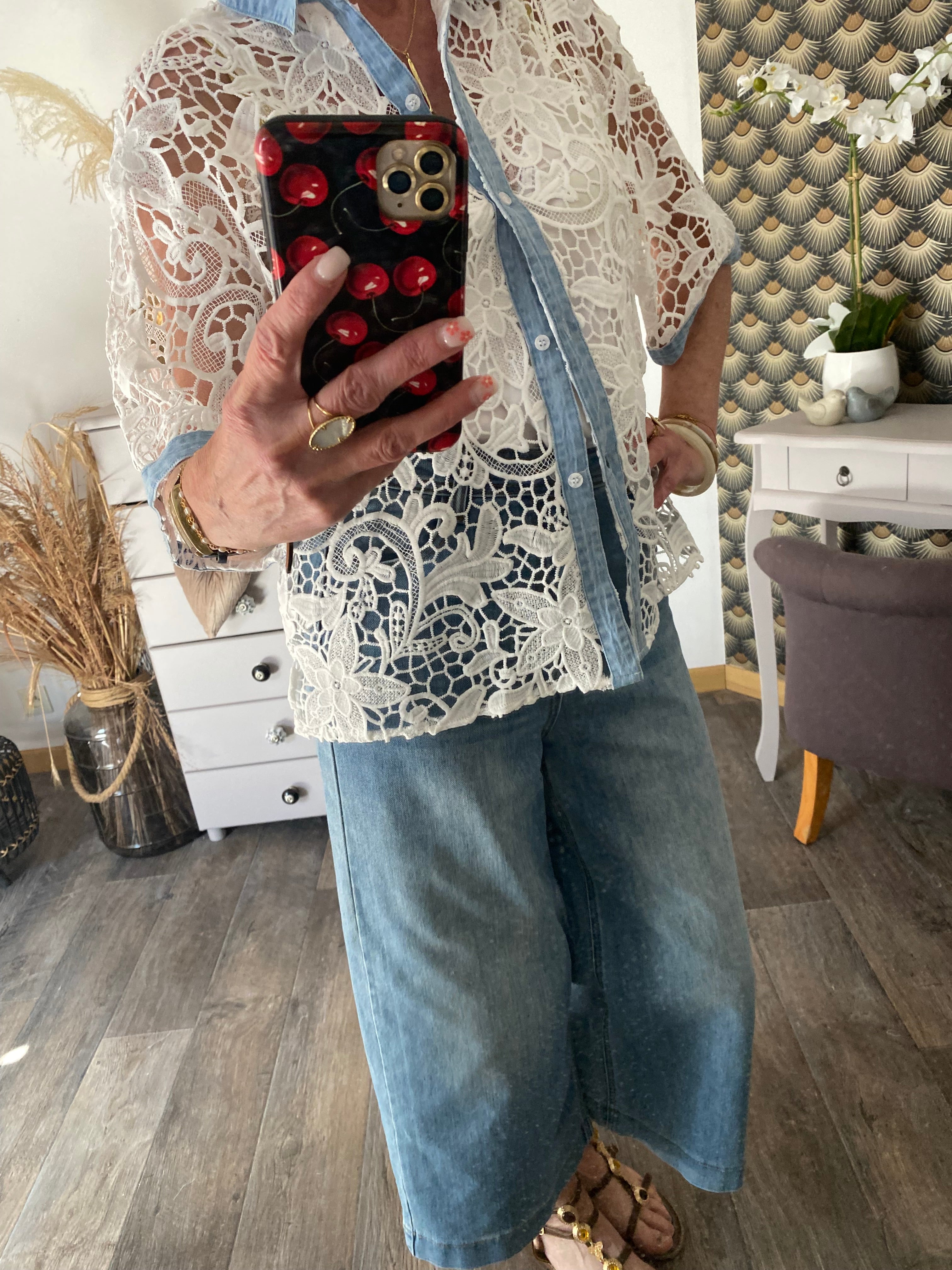 CHEMISE CROCHET ET JEAN  TAILLE S/M