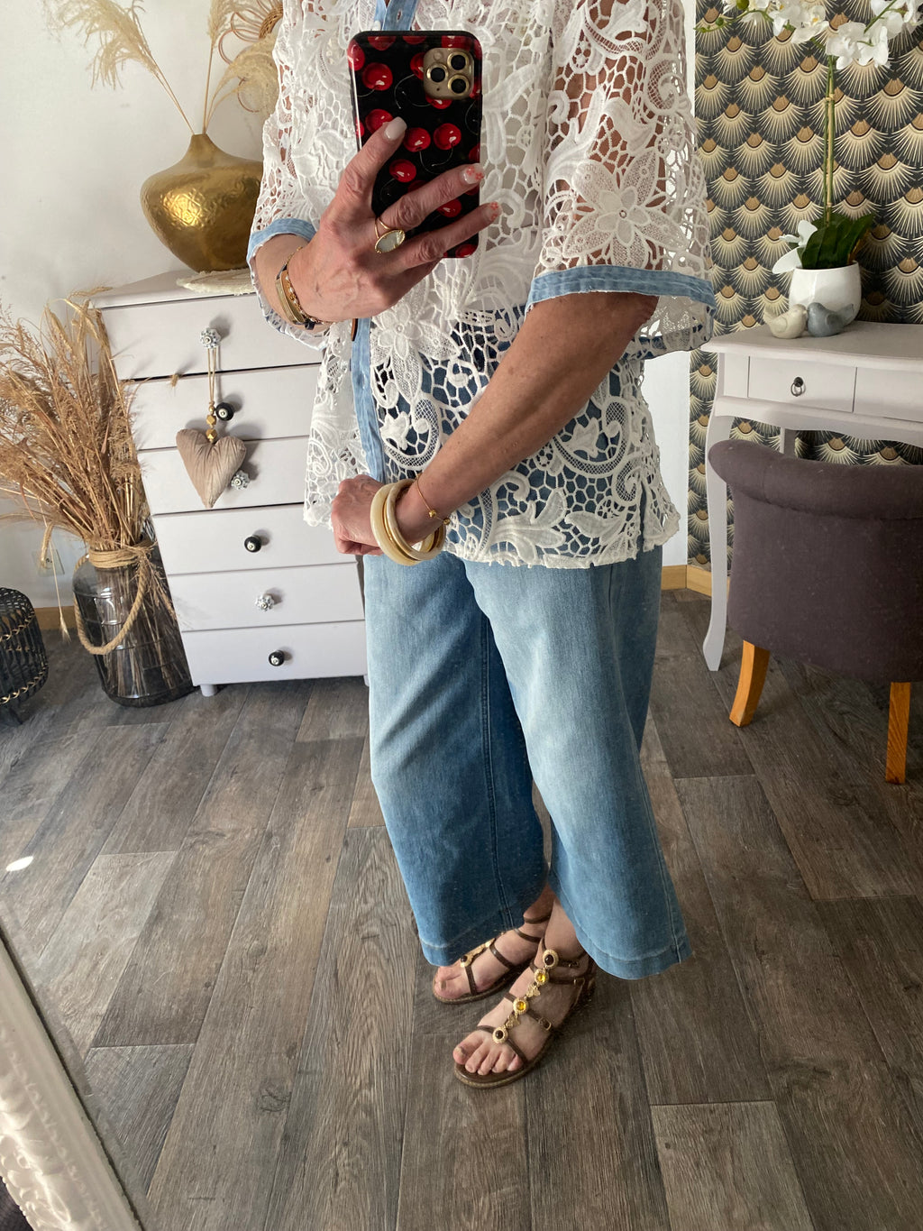 CHEMISE CROCHET ET JEAN  TAILLE S/M