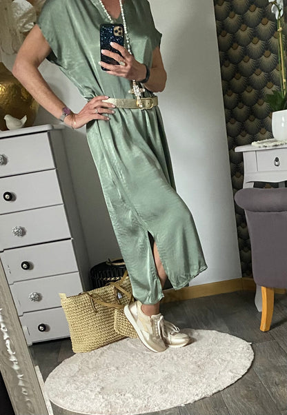 ROBE SOIE KAKI 40/44 petit 46