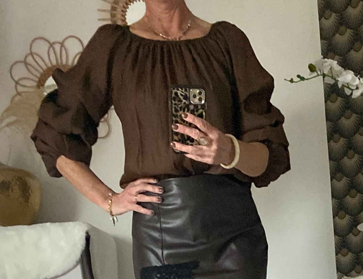 TOP AMY MARRON  TU 34/40 PETIT 42 LYOCEL