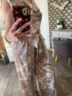 ENSEMBLE PANTALON FLUIDE LARGE ET TOP     TU 36/42 BEIGE