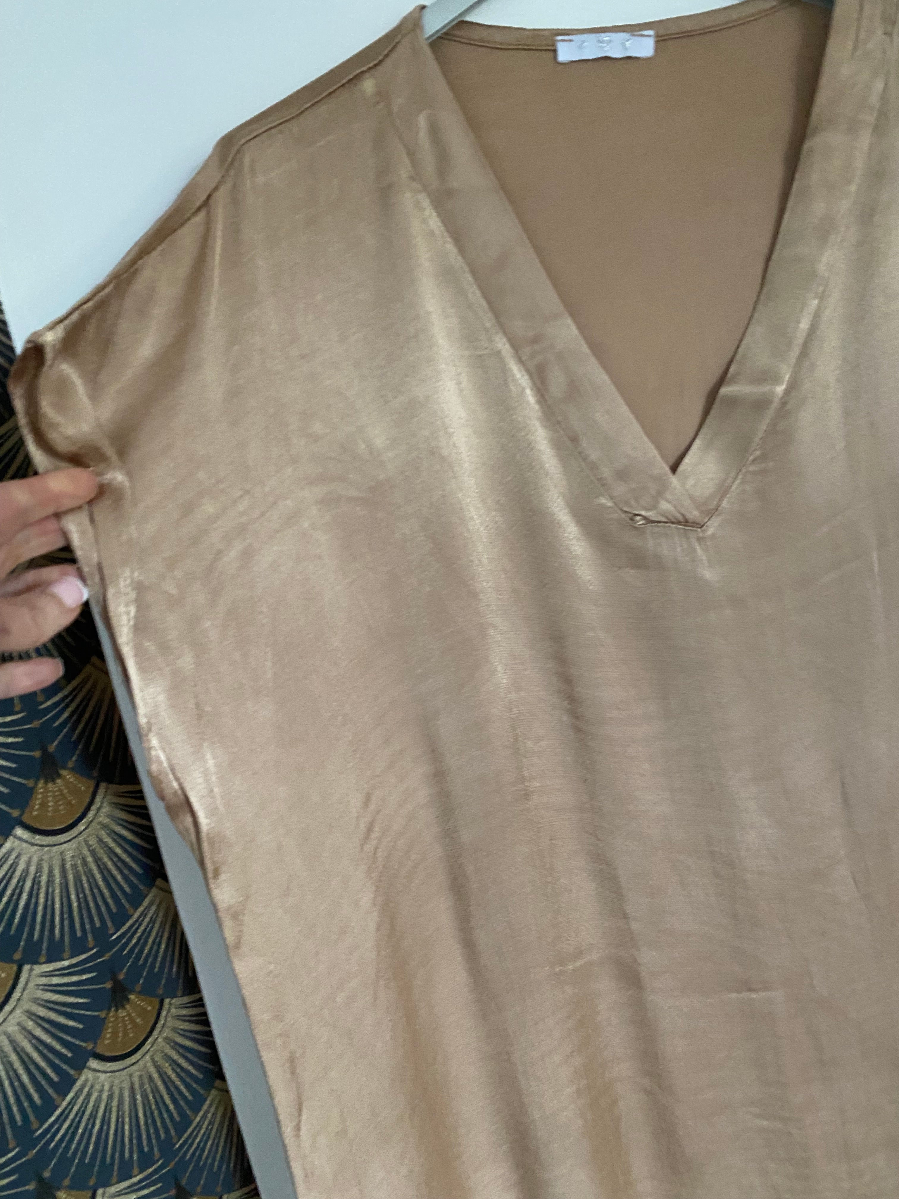 ROBE SOIE  BEIGE  40/44 petit 46