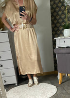 ROBE SOIE  BEIGE  40/44 petit 46