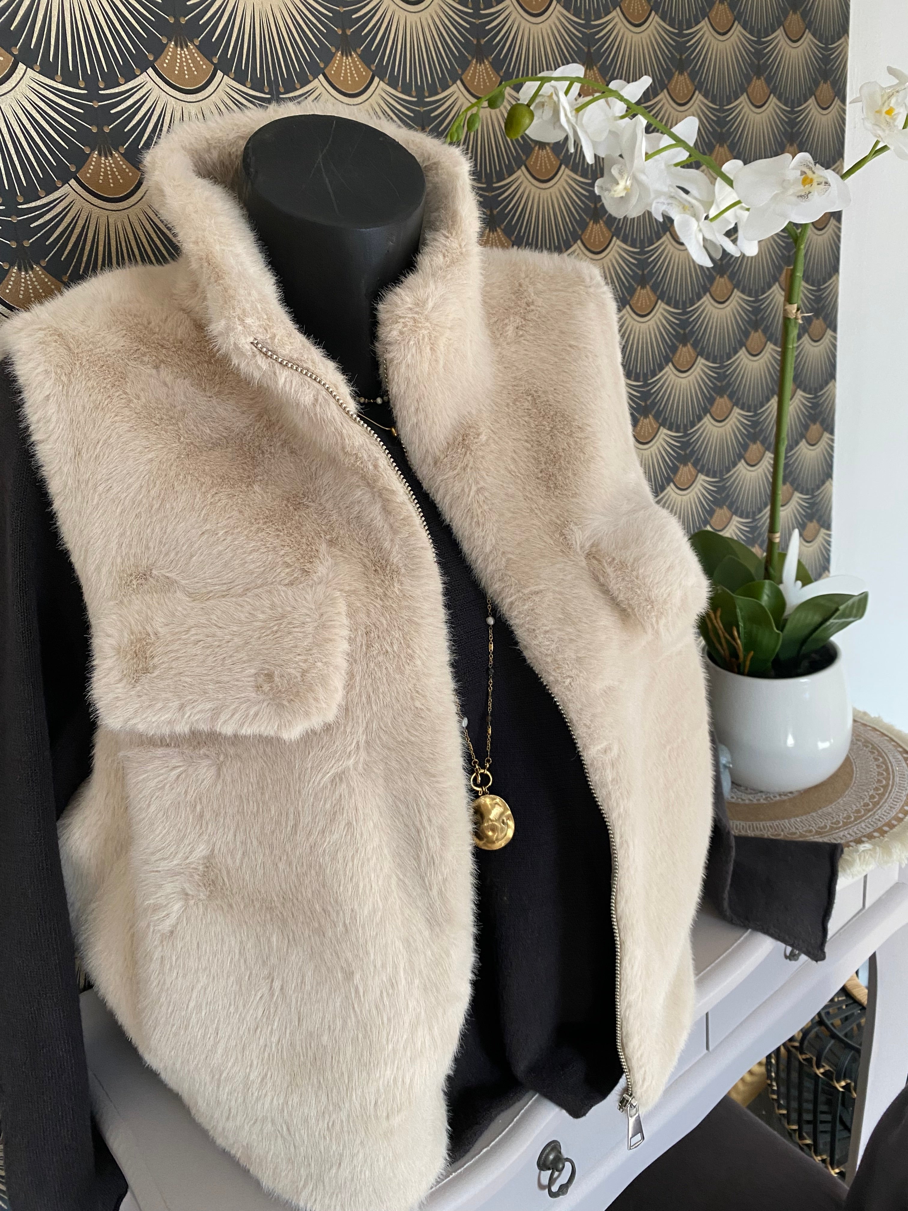 VESTE FAUSSE FOURRURE JADE BEIGE TU 36/44
