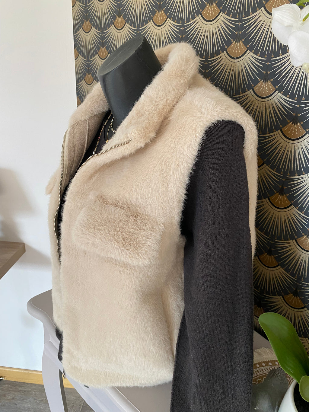 VESTE FAUSSE FOURRURE JADE BEIGE TU 36/44