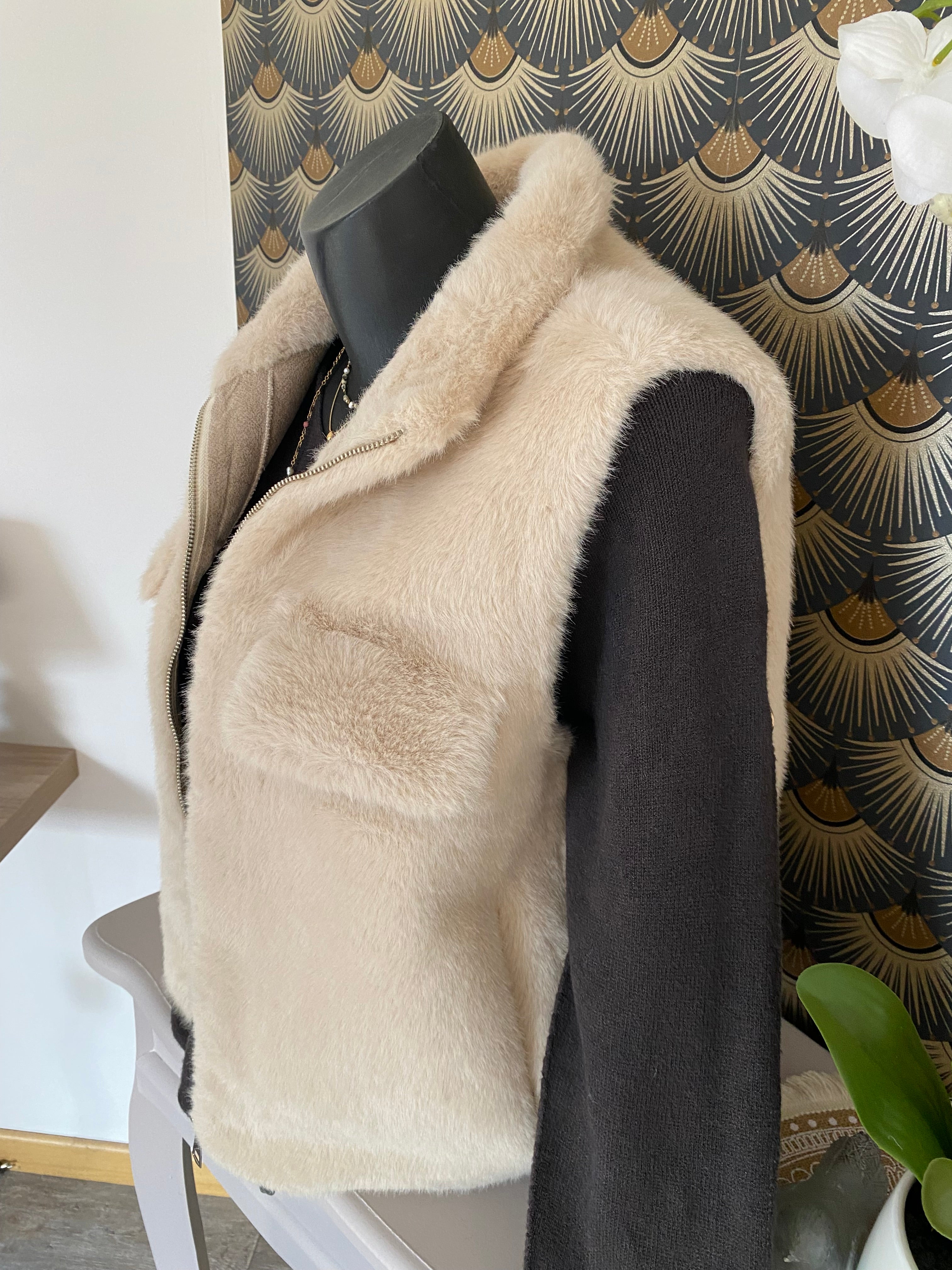 VESTE FAUSSE FOURRURE JADE BEIGE TU 36/44