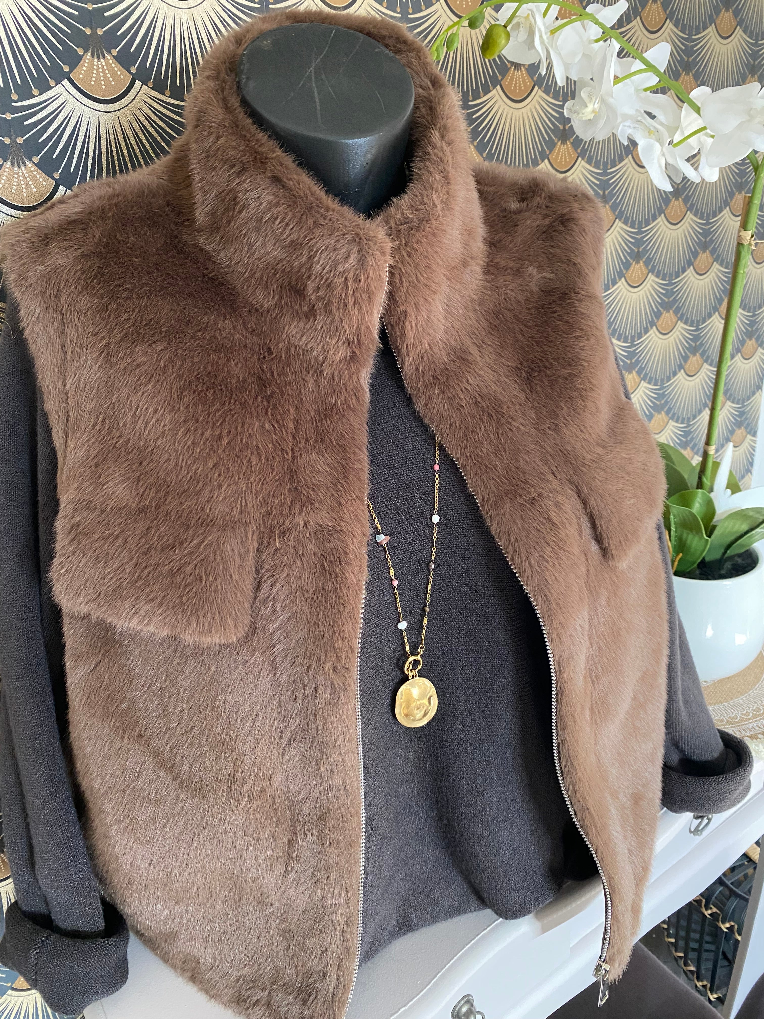 VESTE FAUSSE FOURRURE JADE  CAFE  TU 36/44
