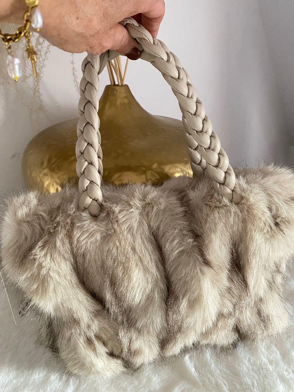 SAC FAUSSE FOURRURE BRENDA TAUPE